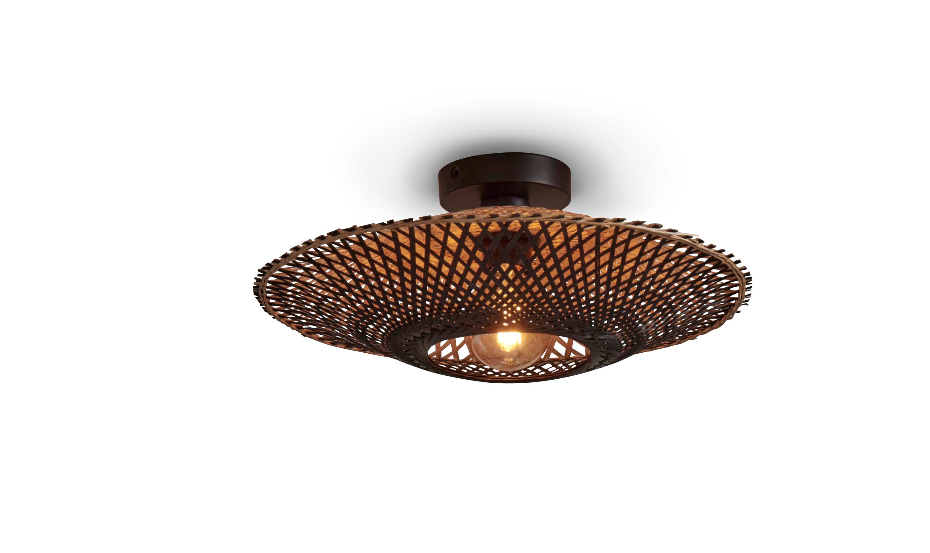 Good&Mojo Kalimantan bamboo ceiling lamp, 44x12cm diameter, natural/black.